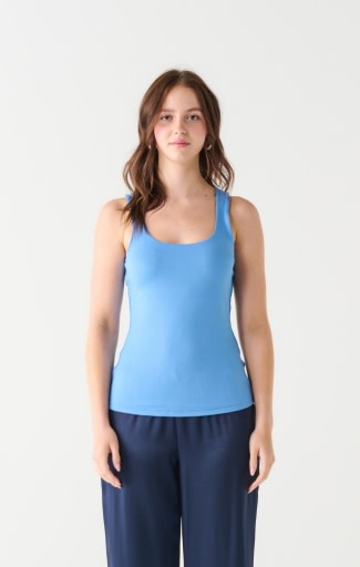 Double Lined Square Neck Soft Knit Tank , Ocean