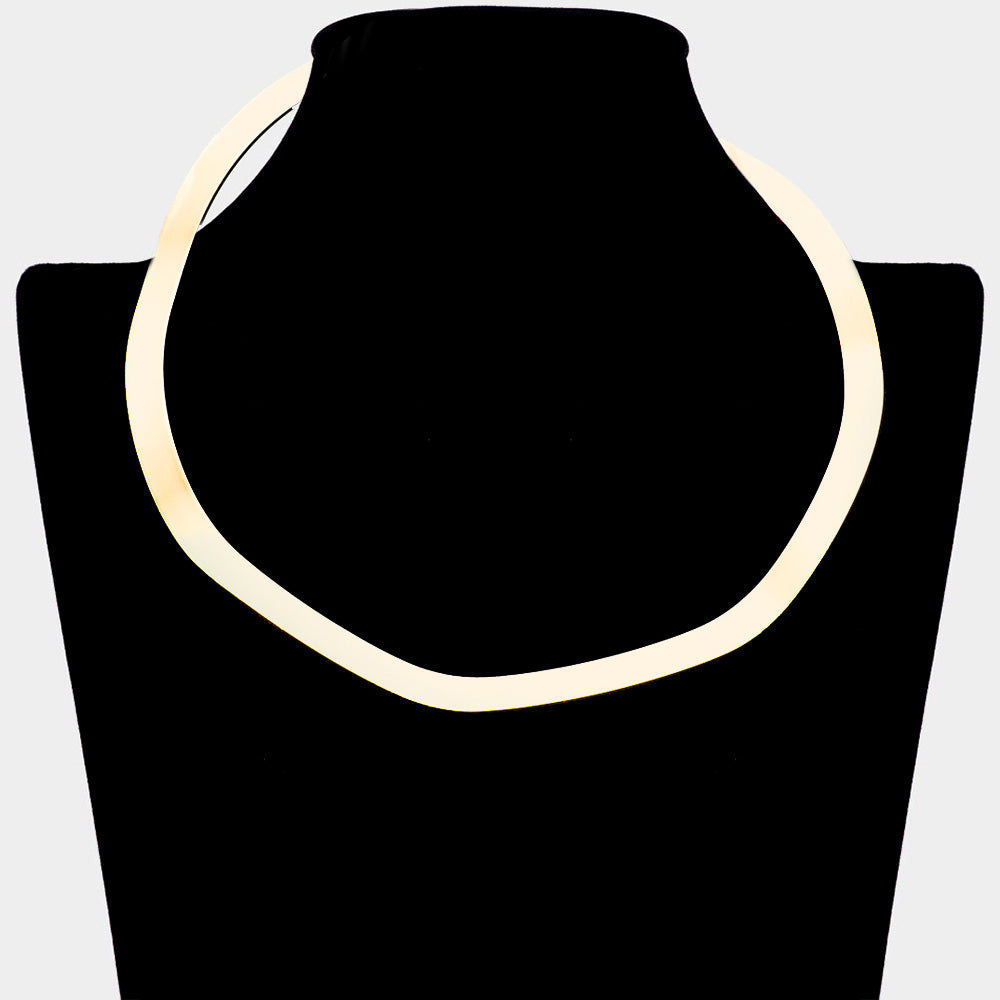Flat Wavy Open Choker Necklace, Gold