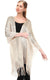Lightweight Metallic Scarf Wrap w/ Fringe, Champagne