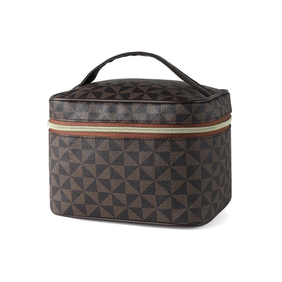 Vegan Leather Geo Printed Cosmetic Case