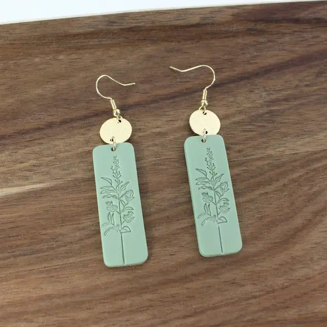 Etched Floral Silicone Earrings, Green
