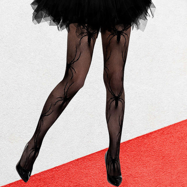 Halloween Spider Fishnet Stockings, Black