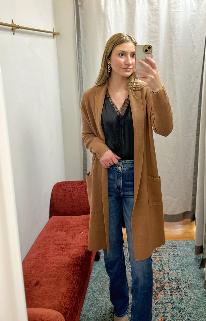 Long Felt Cardigan, Camel