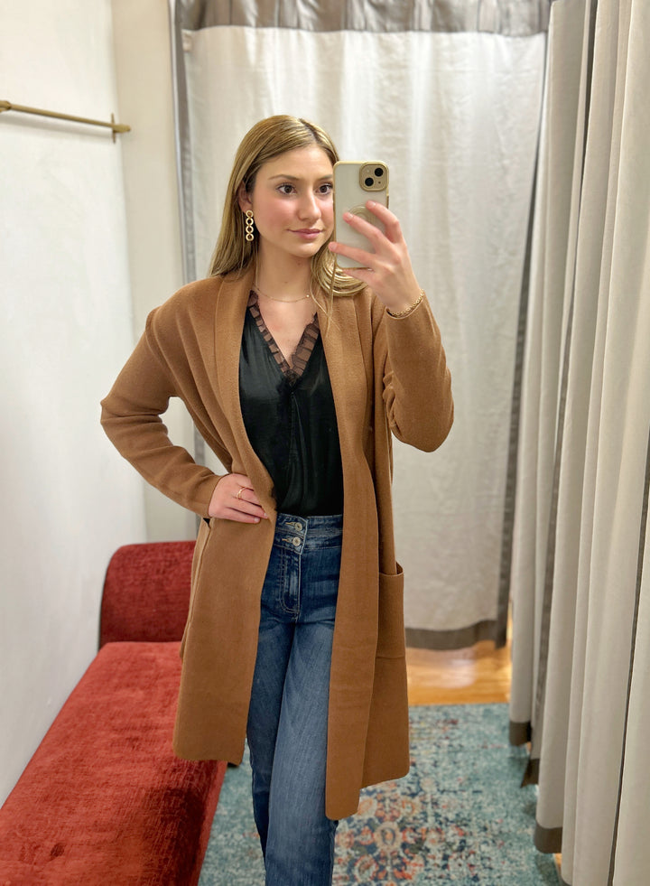 Long Felt Cardigan, Camel