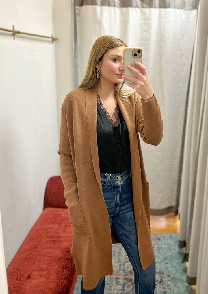 Long Felt Cardigan, Camel