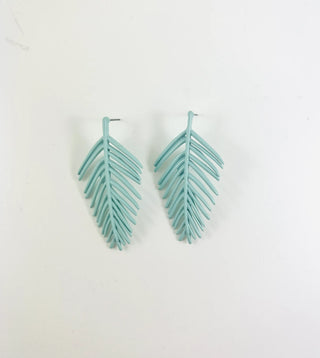 Enamel Earrings Palm Leaf Mint