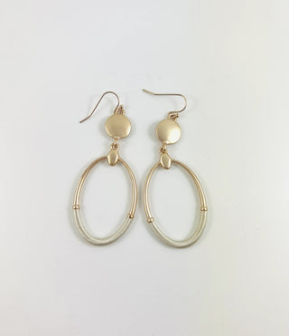 Ivory and Gold Oval Shape Dangle Earring
