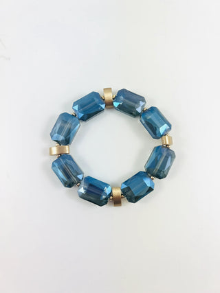 Cut Glass Beaded Statement Bracelet Ocean Blue