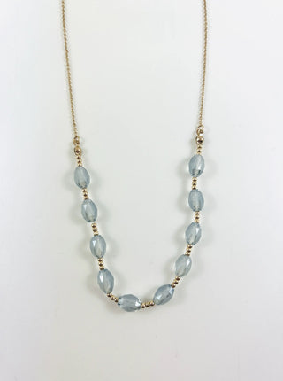 Ice Blue Cut Glass Beaded Necklace