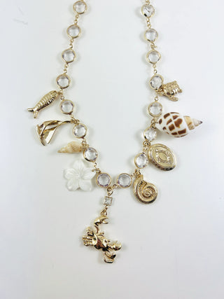 Sea Shell and Gold Sealife Charm Necklace with Locket