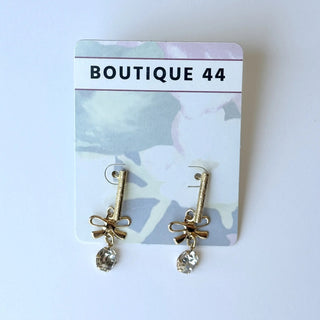 Dainty Bow 18K Gold-Filled Cubic Zirconia Drop Earrings