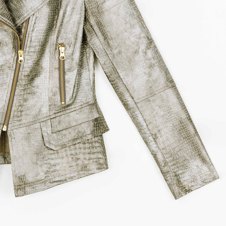 Liquid Leather Textured Biker Jacket