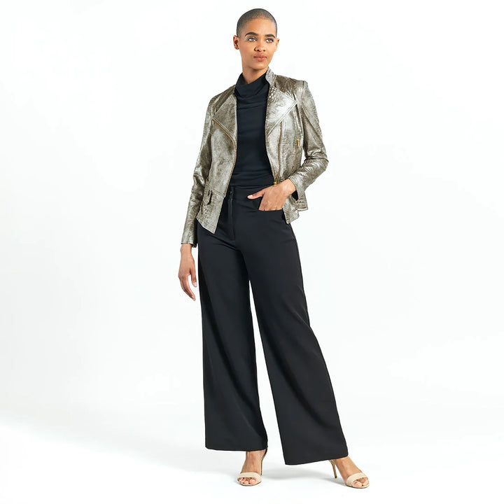 Liquid Leather Textured Biker Jacket