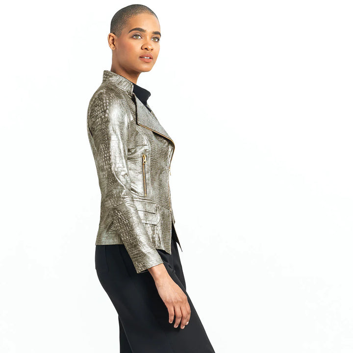 Liquid Leather Textured Biker Jacket