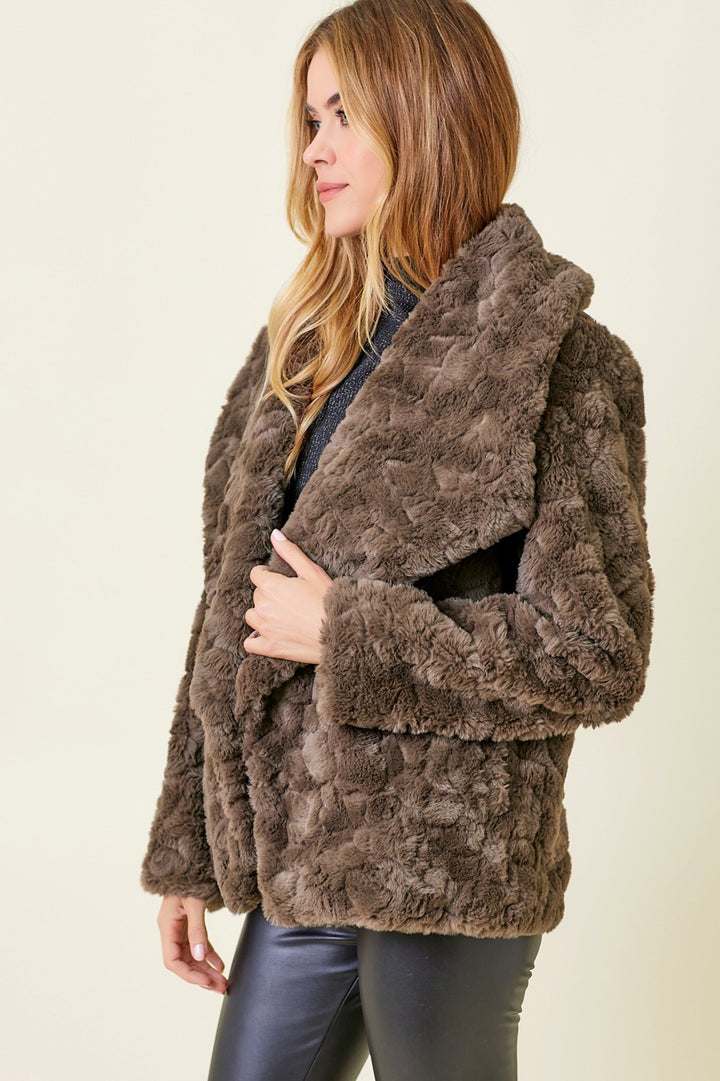 Oversized Faux Fur Jacket, Chocolate