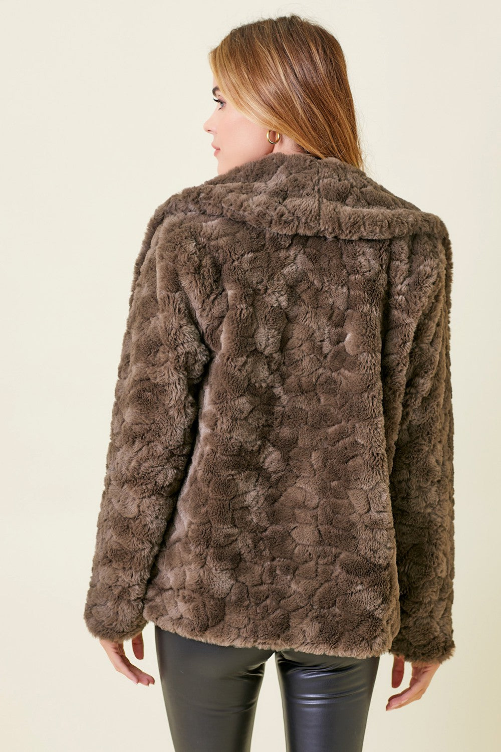 Oversized Faux Fur Jacket, Chocolate