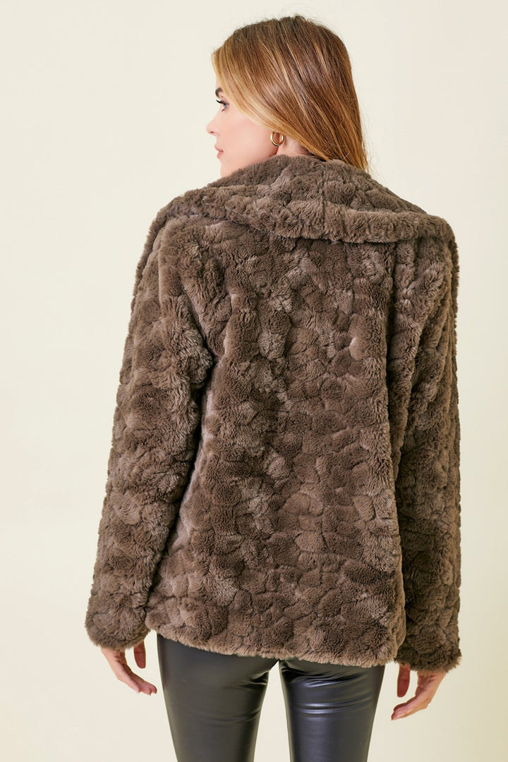 Oversized Faux Fur Jacket, Chocolate