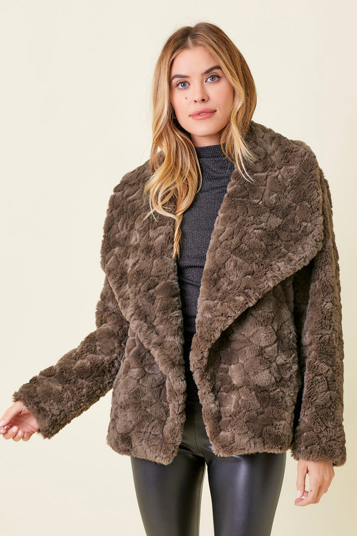 Oversized Faux Fur Jacket, Chocolate