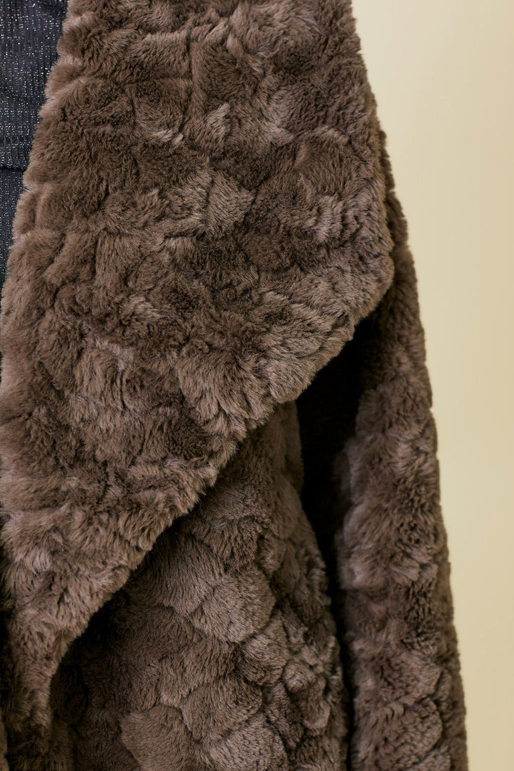 Oversized Faux Fur Jacket, Chocolate