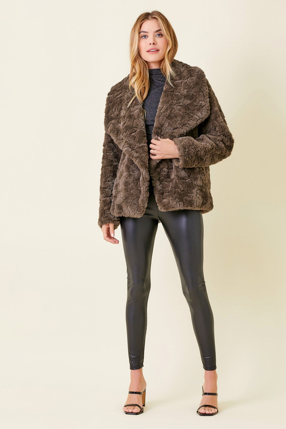 Oversized Faux Fur Jacket, Chocolate
