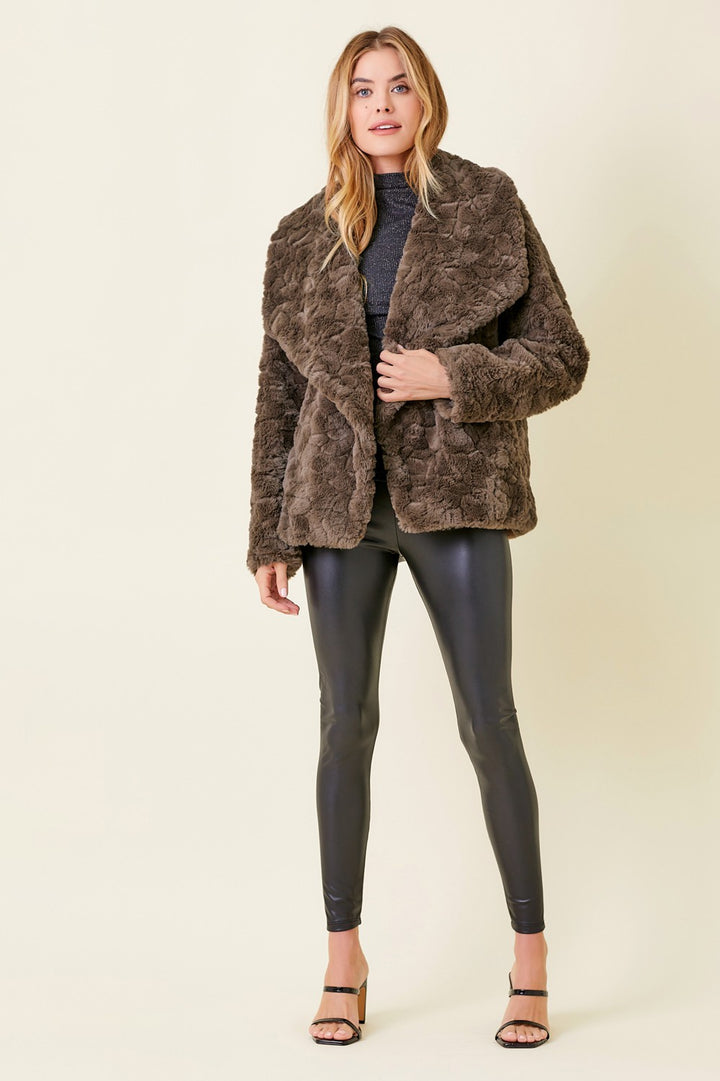 Oversized Faux Fur Jacket, Chocolate