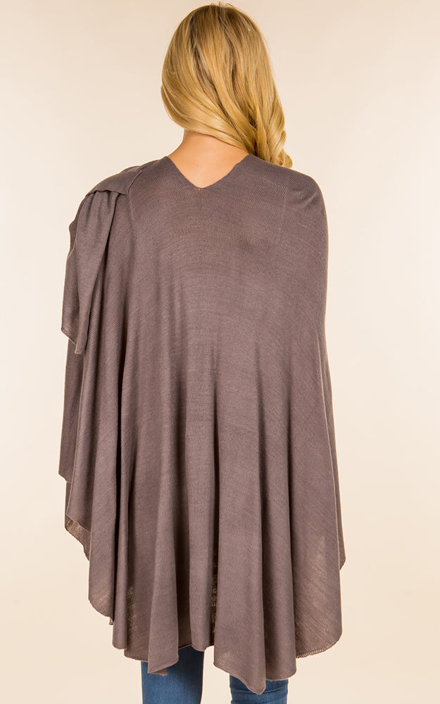 Lightweight Shawl w/ Loop Design, Dark Grey