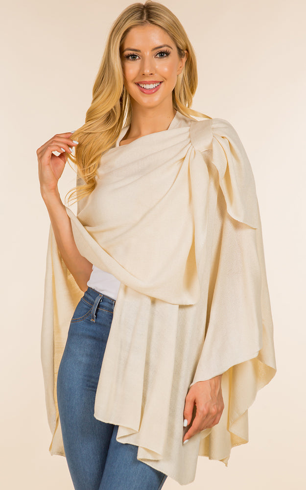 Lightweight Shawl w/ Loop Design, Ivory