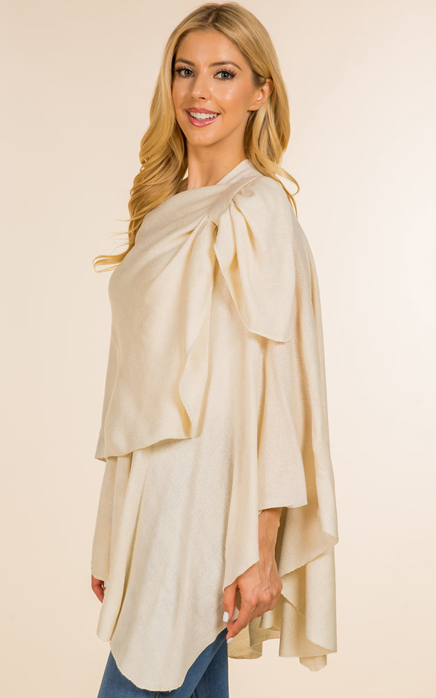 Lightweight Shawl w/ Loop Design, Ivory