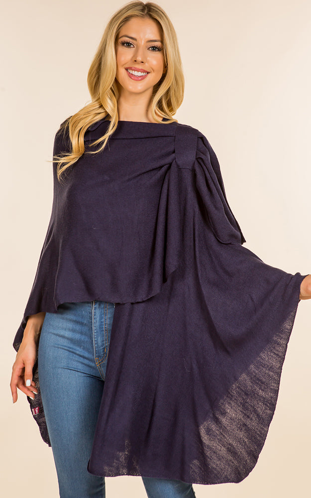 Lightweight Shawl w/ Loop Design, Navy