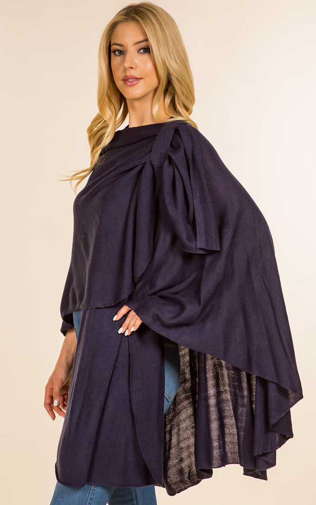 Lightweight Shawl w/ Loop Design, Navy