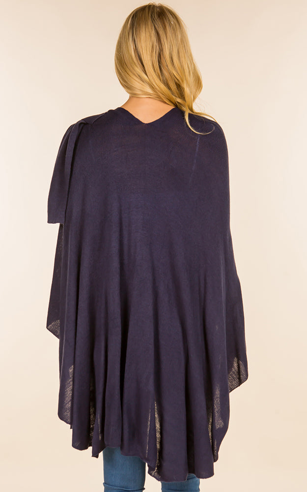 Lightweight Shawl w/ Loop Design, Navy