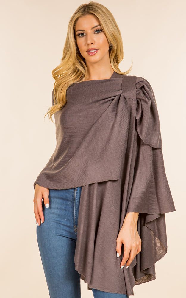 Lightweight Shawl w/ Loop Design, Dark Grey
