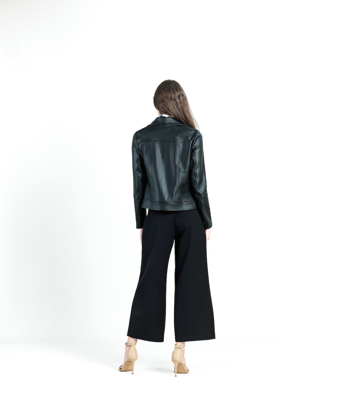 Liquid Sheen Plush Moto Zip Jacket, Black