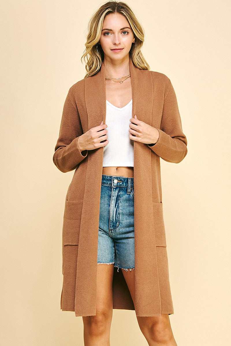Long Felt Cardigan, Camel