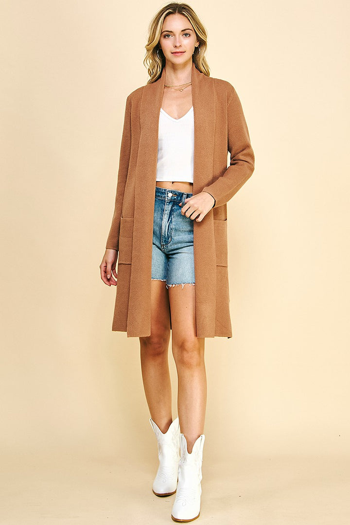 Long Felt Cardigan, Camel