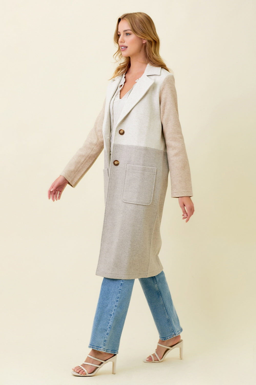 Longline Color Block Coat