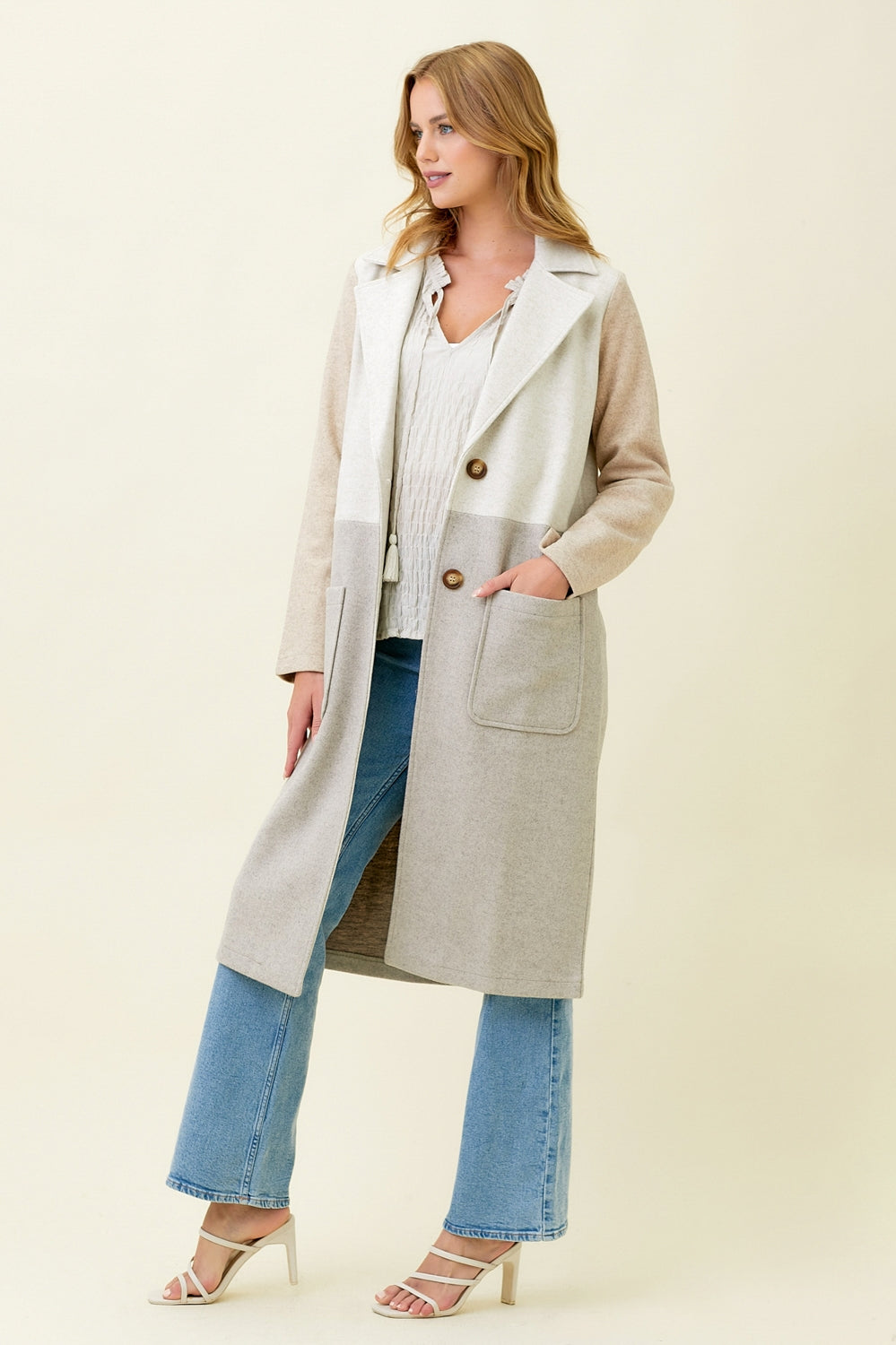Longline Color Block Coat