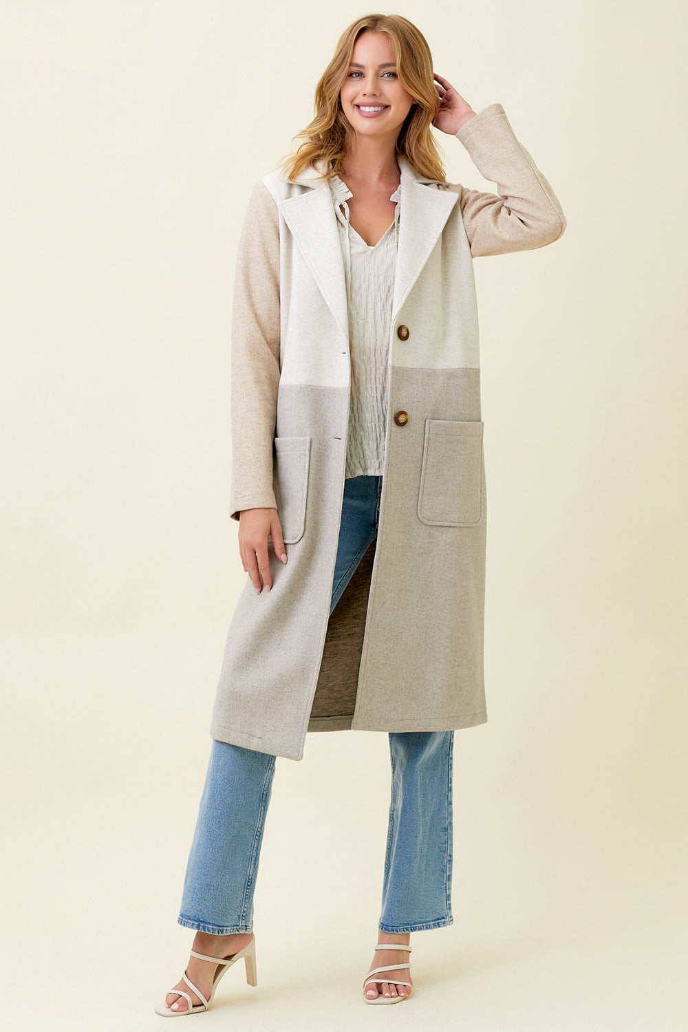 Longline Color Block Coat