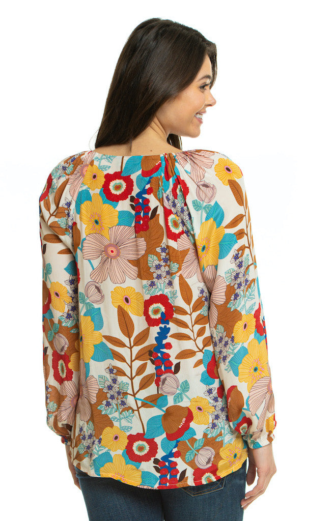 Milana Floral Tie Neck Blouse