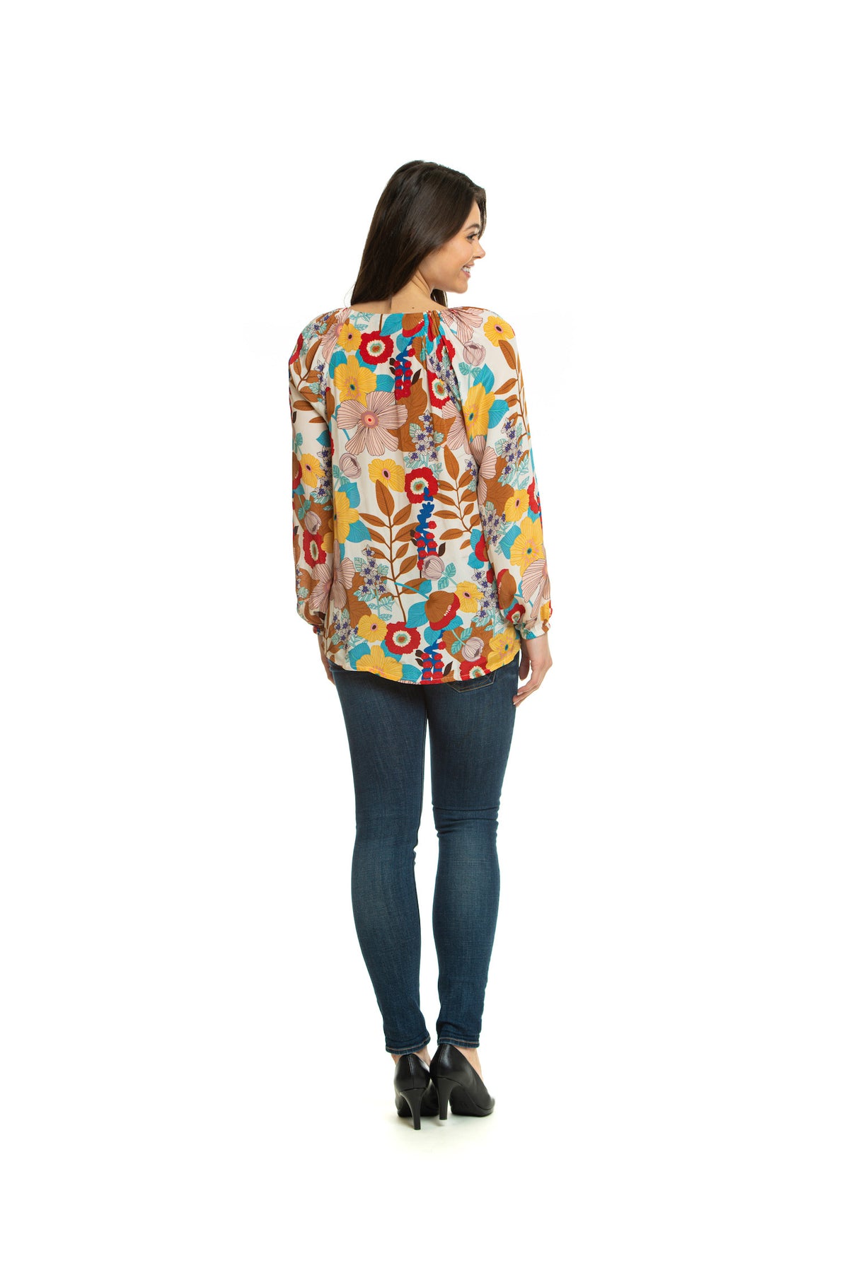 Milana Floral Tie Neck Blouse