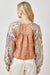 Mixed Floral Satin Surplice Top