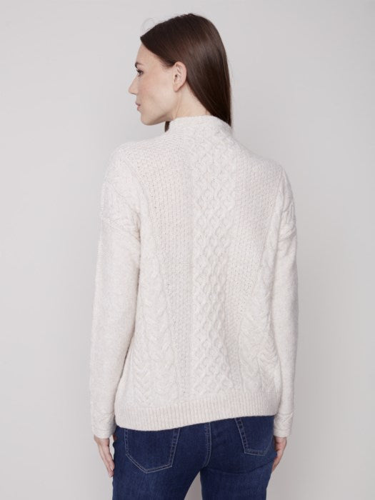 Mock Neck Cable Knit Sweater