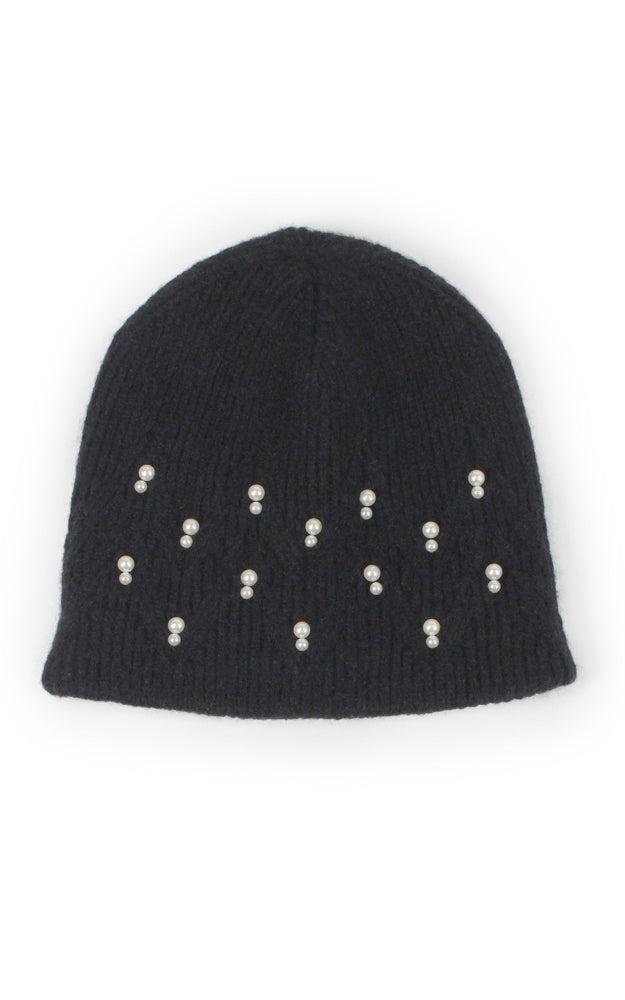 Pearl Knit Beanie, Black