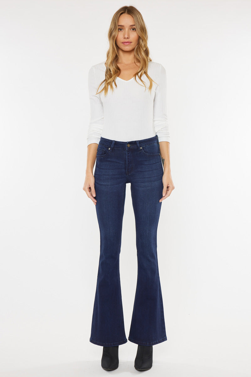 Petite High Rise Flare Jean, Dark Wash