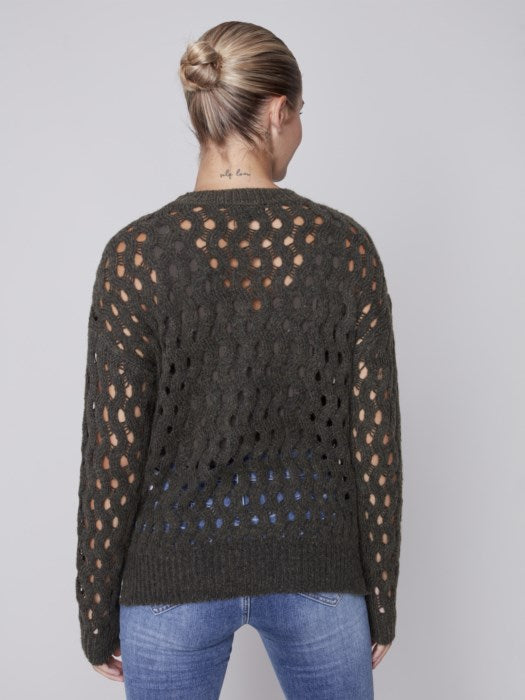 Charlie B Wavy Open Knit Sweater