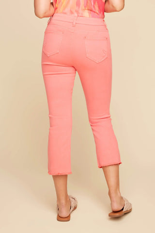 Coral Woven Cropped Boot Leg Pant