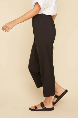 Renuar Cropped Wide Leg Woven Pant Black
