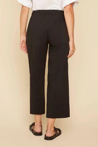 Renuar Cropped Wide Leg Woven Pant Black