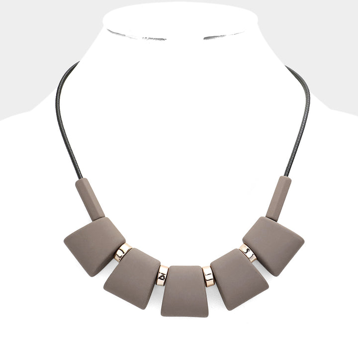 Silicone Beaded Bib Necklace, Brown