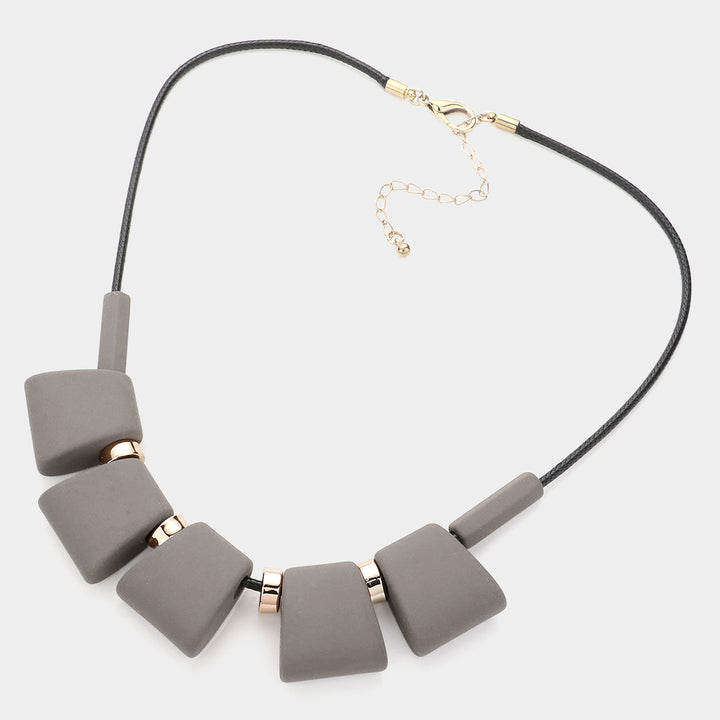Silicone Beaded Bib Necklace, Brown